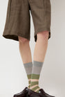 Exquisite J Open Work Stripe Socks in Green