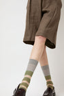 Exquisite J Open Work Stripe Socks in Green