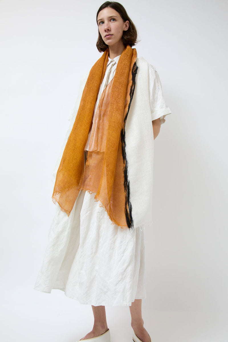 Exquisite J Painted Scarf in Cream and Tobacco