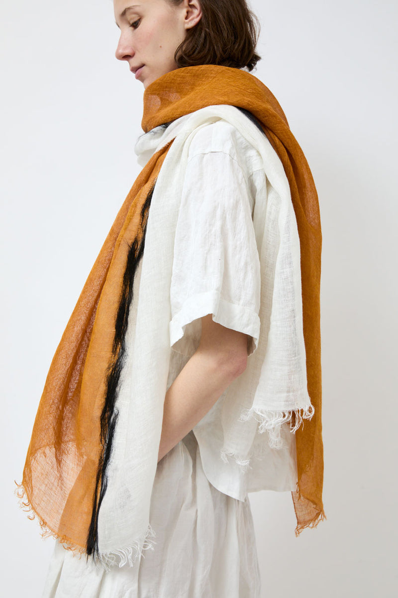 Exquisite J Painted Scarf in Cream and Tobacco