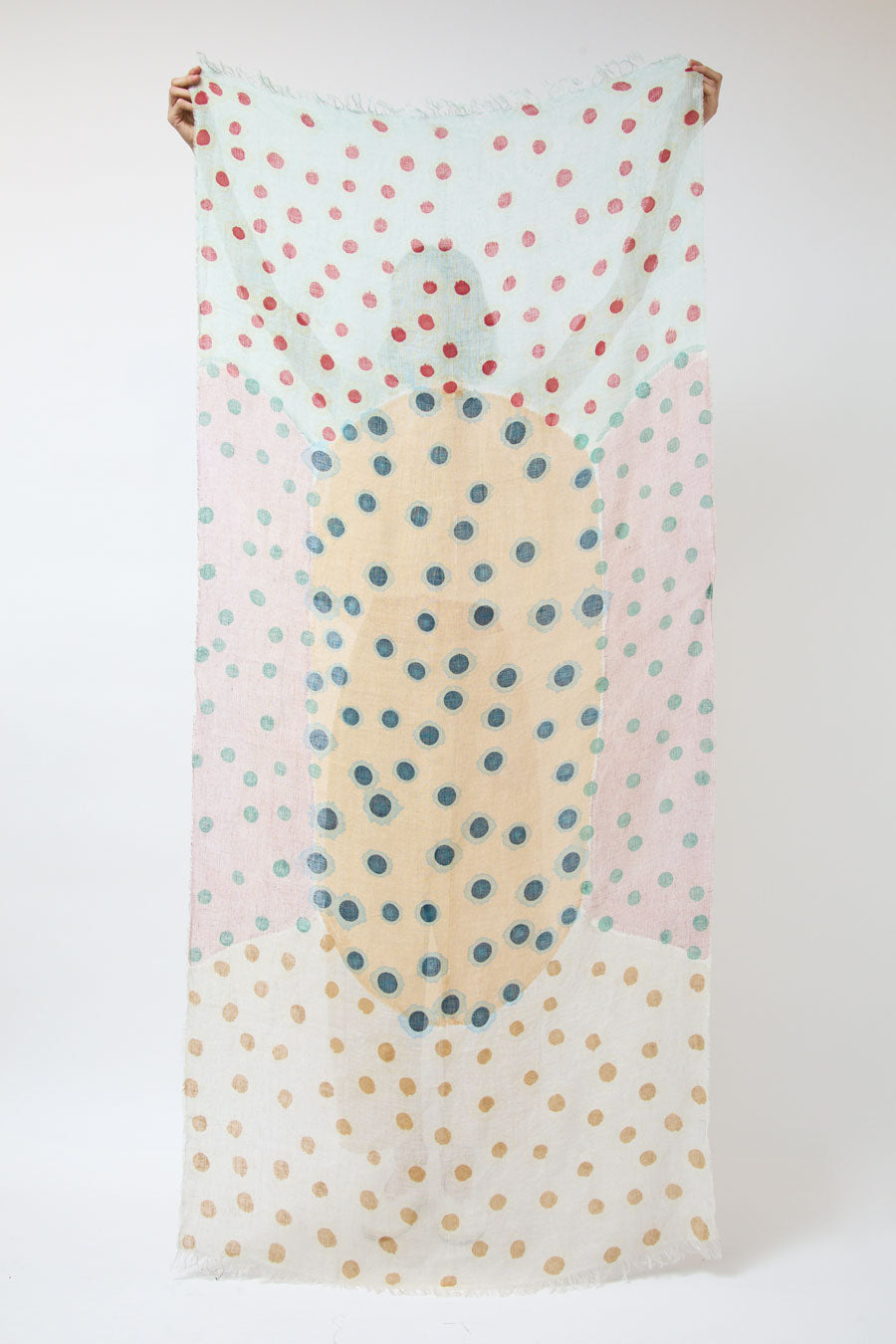 Exquisite J Painted Scarf in Multi Dots Pastel