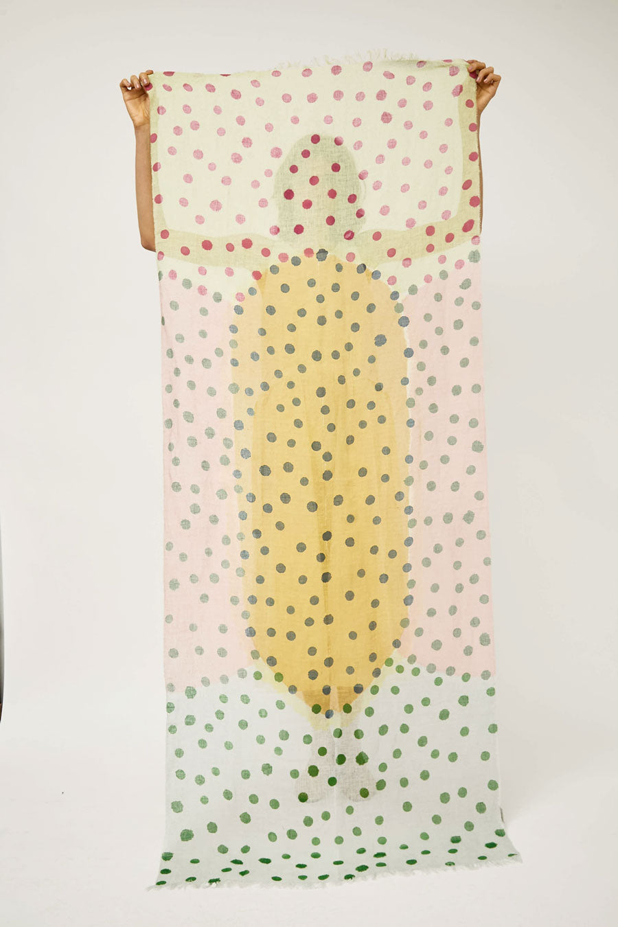 Exquisite J Painted Scarf in Multi Dots Pastel
