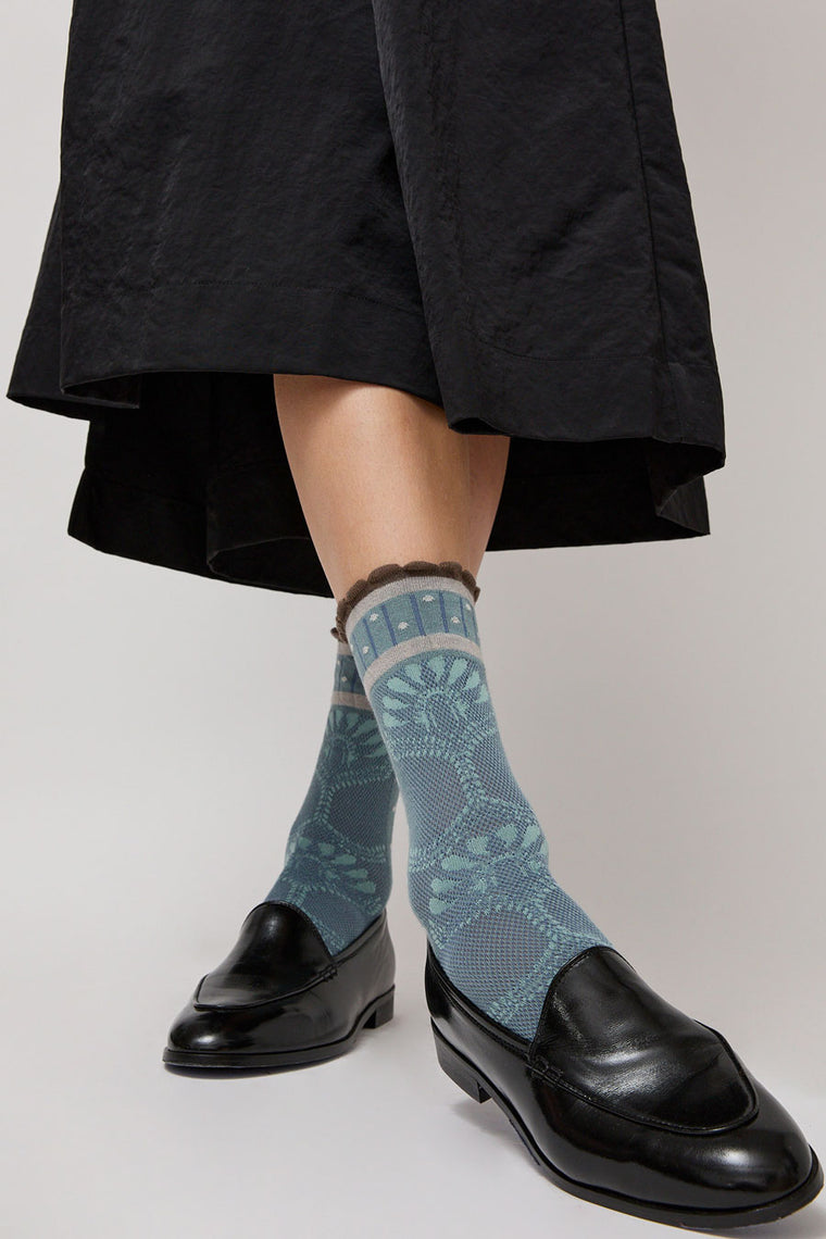 Exquisite J Paolina Jacquard Socks in Grey