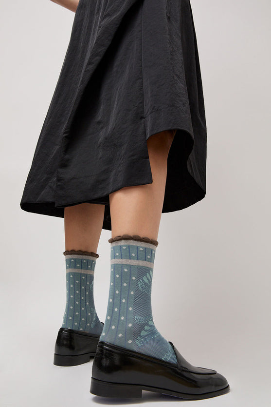 Exquisite J Paolina Jacquard Socks in Grey