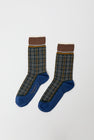 Exquisite J Plaid Socks in Navy