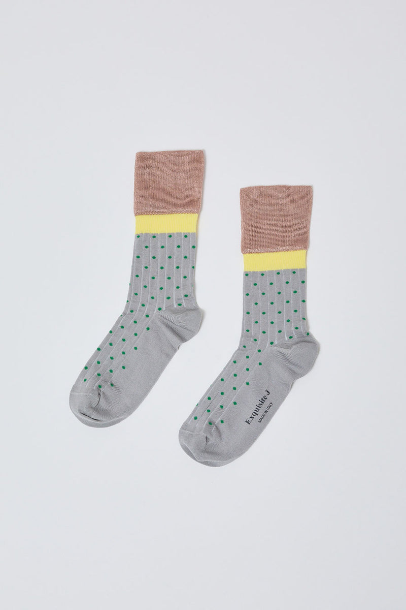 Exquisite J Polka Dot Socks in Grey