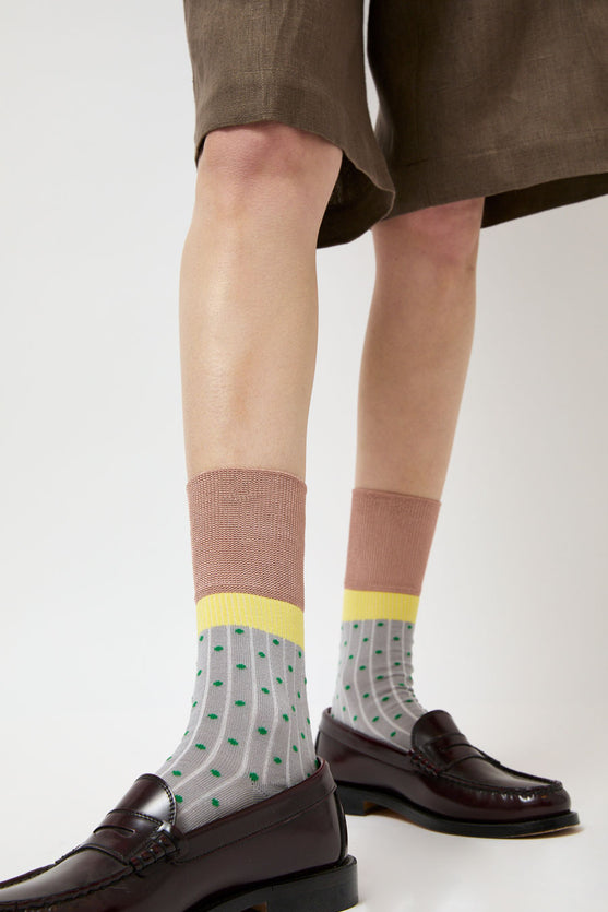 Exquisite J Polka Dot Socks in Grey