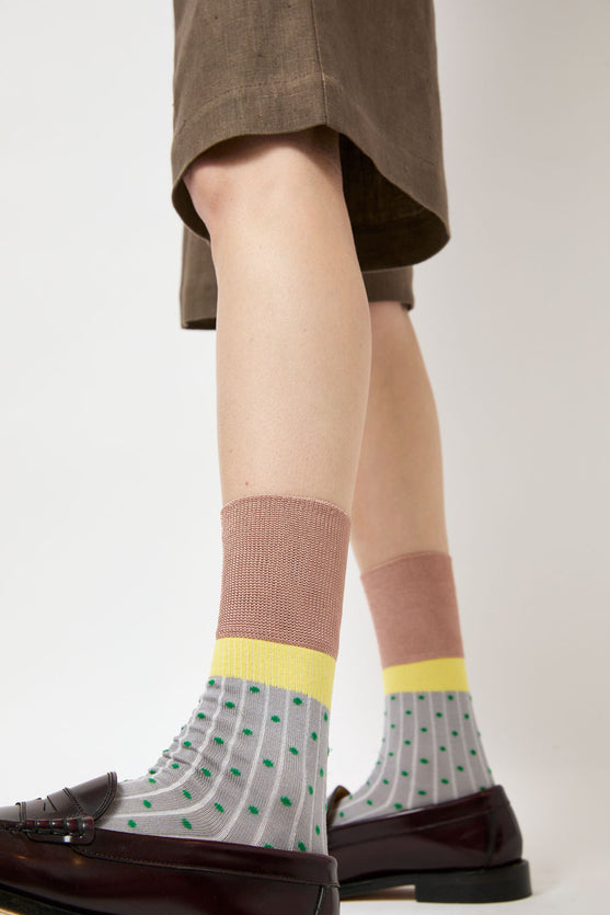 Exquisite J Polka Dot Socks in Grey