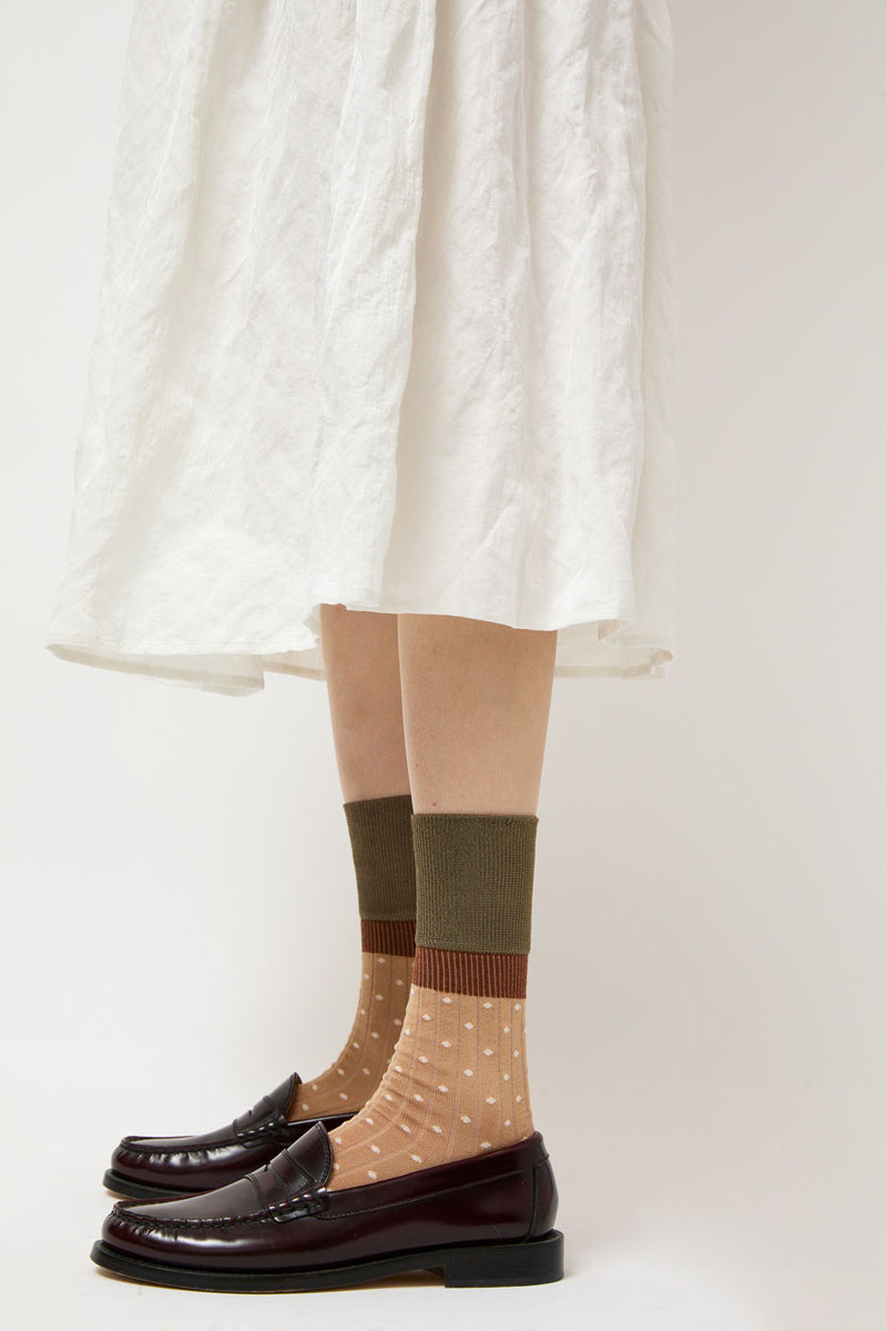 Exquisite J Polka Dot Socks in Mocha