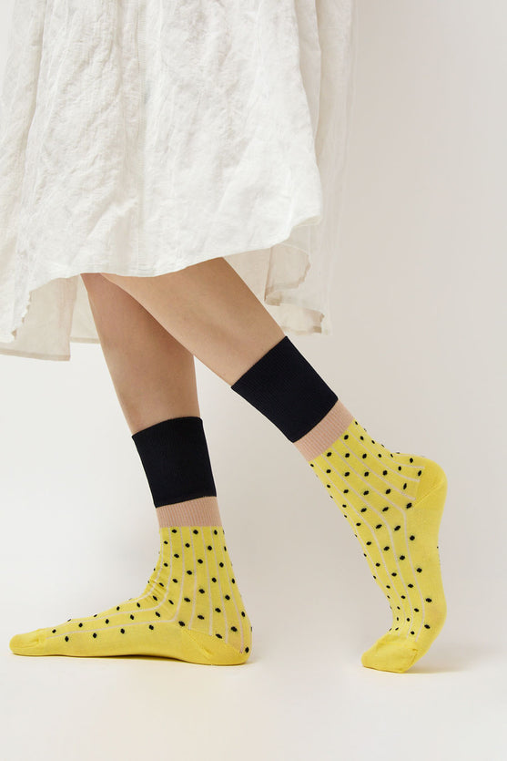 Exquisite J Polka Dot Socks in Yellow