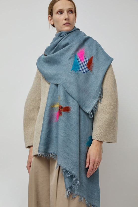 Exquisite J Scarf in Light Blue