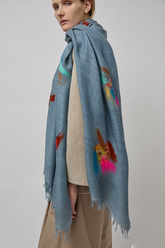 Exquisite J Scarf in Light Blue