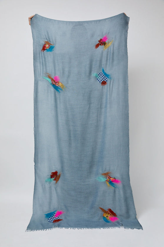 Exquisite J Scarf in Light Blue