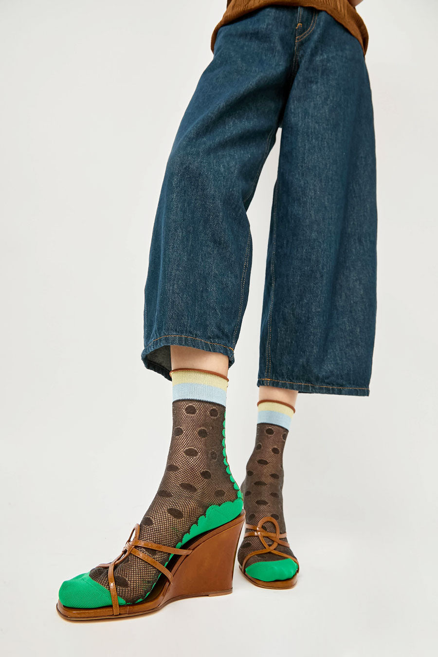 Exquisite J Sheer Dot Print Socks in Black