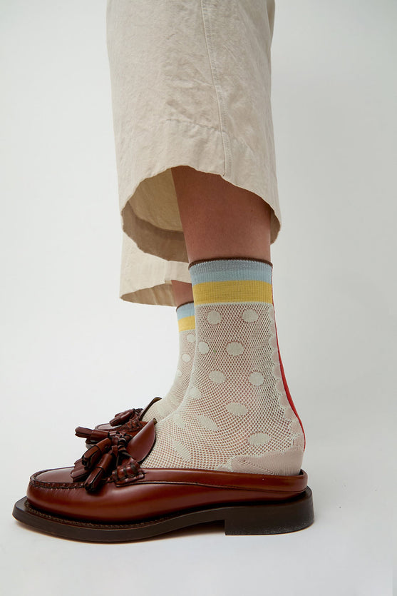 Exquisite J Sheer Dot Print Socks in Mint