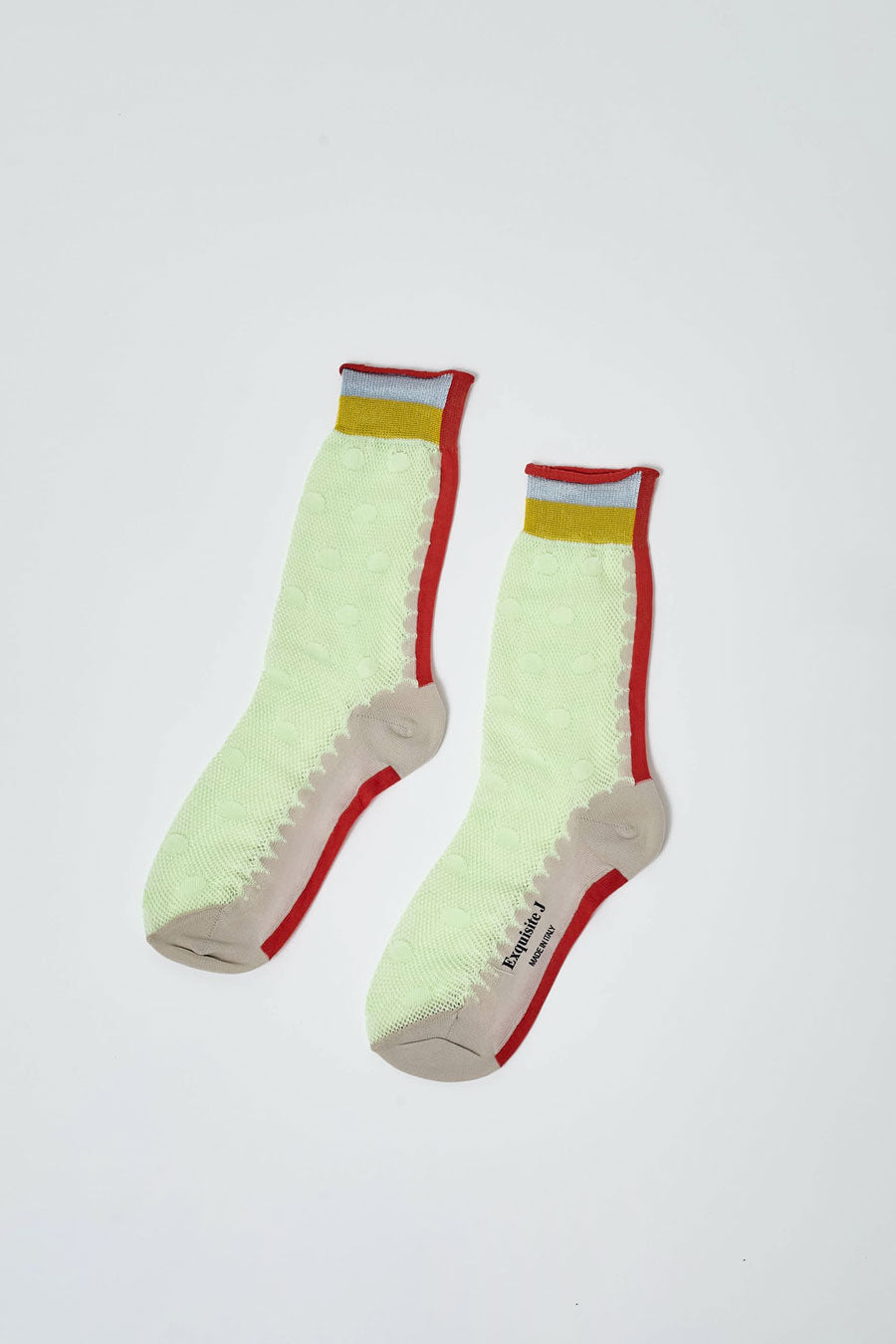 Exquisite J Sheer Dot Print Socks in Mint