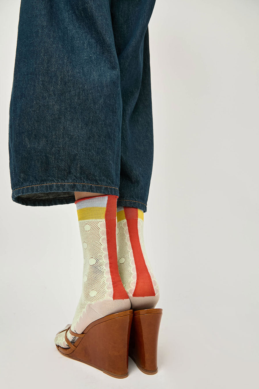 Exquisite J Sheer Dot Print Socks in Mint