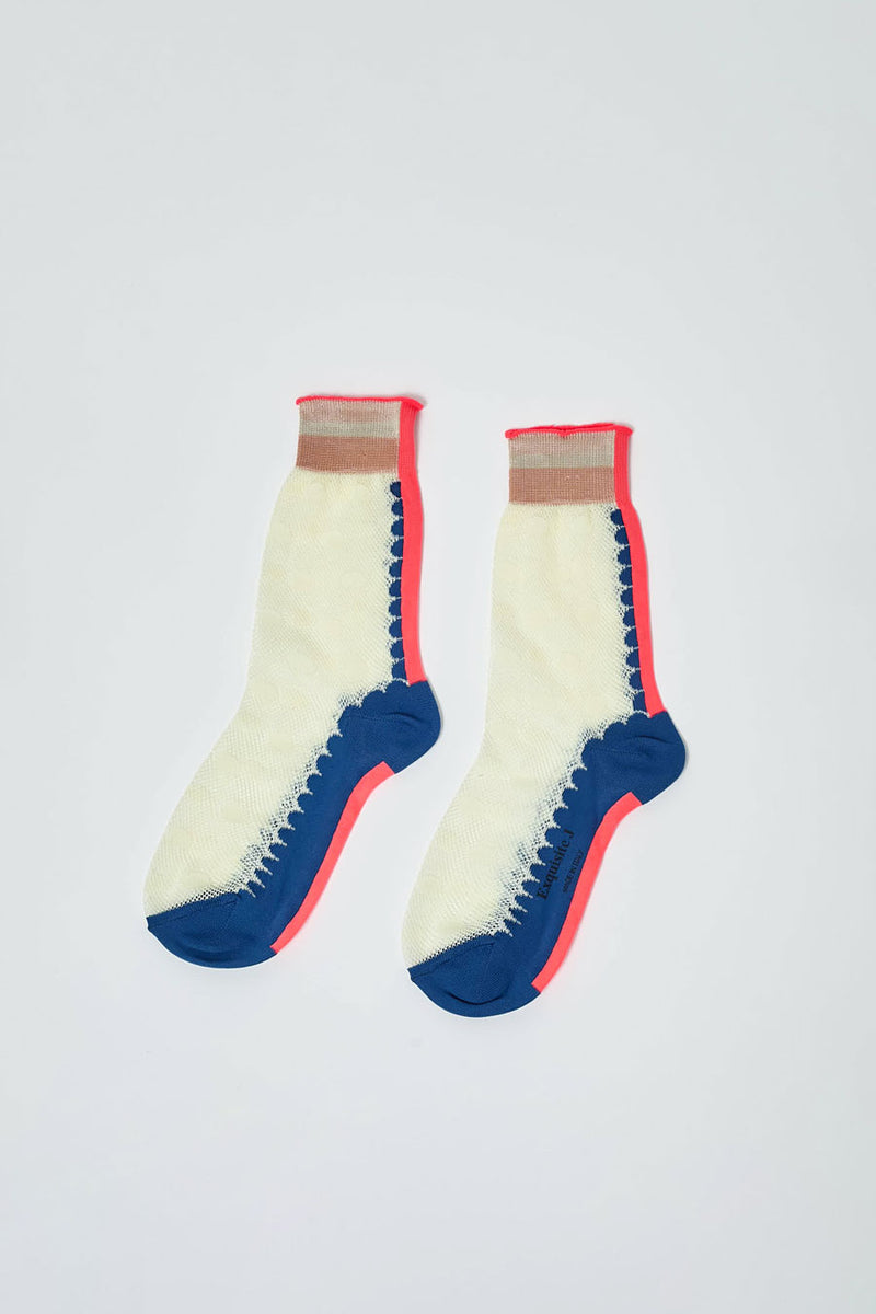 Exquisite J Sheer Dot Print Socks in Yellow