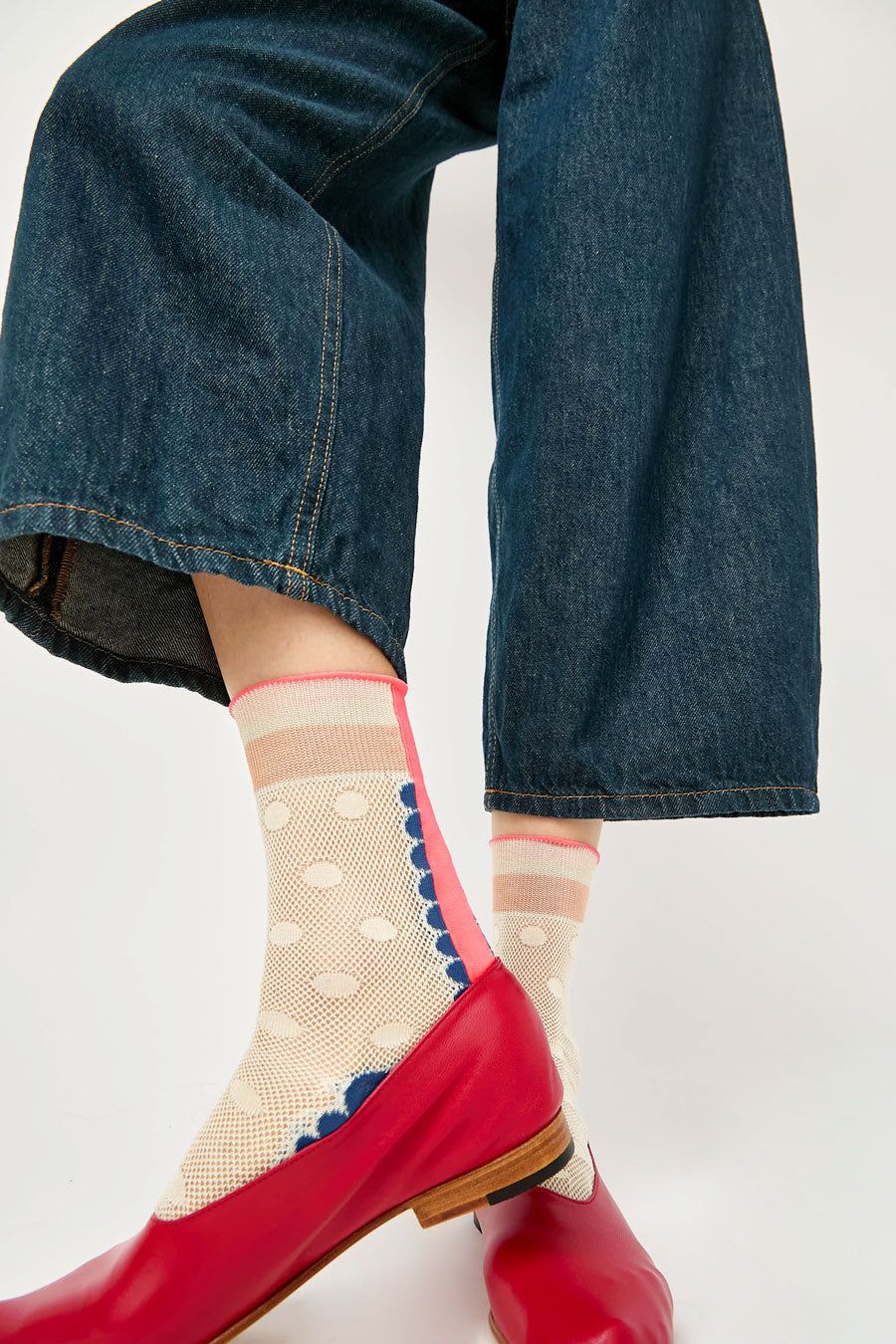 Exquisite J Sheer Dot Print Socks in Yellow