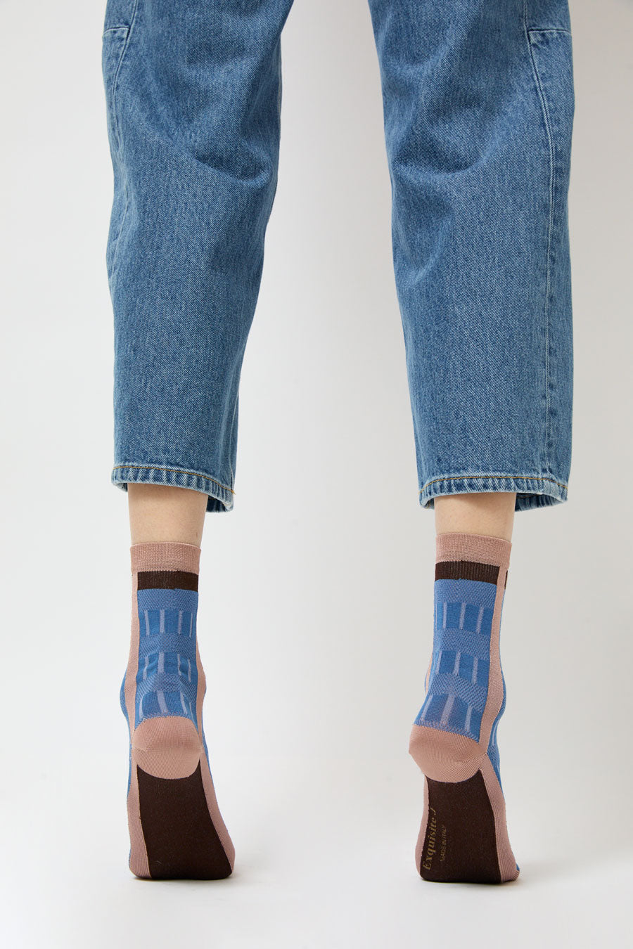 Exquisite J Short Colorblock Socks in Blue