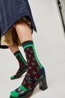 Exquisite J Short Cotton Micro Roses Socks in Bordeaux