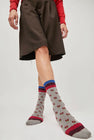 Exquisite J Short Cotton Micro Roses Socks in Grey