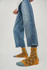 Exquisite J Short Cotton Micro Roses Socks in Mustard