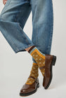 Exquisite J Short Cotton Micro Roses Socks in Mustard