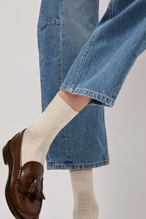 Exquisite J Short Cotton Viscose Socks in Cream