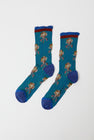 Exquisite J Short Flower Socks in Blue