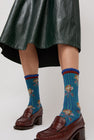 Exquisite J Short Flower Socks in Blue