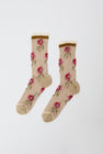 Exquisite J Short Flower Socks in Cream