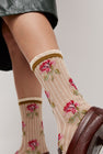 Exquisite J Short Flower Socks in Cream