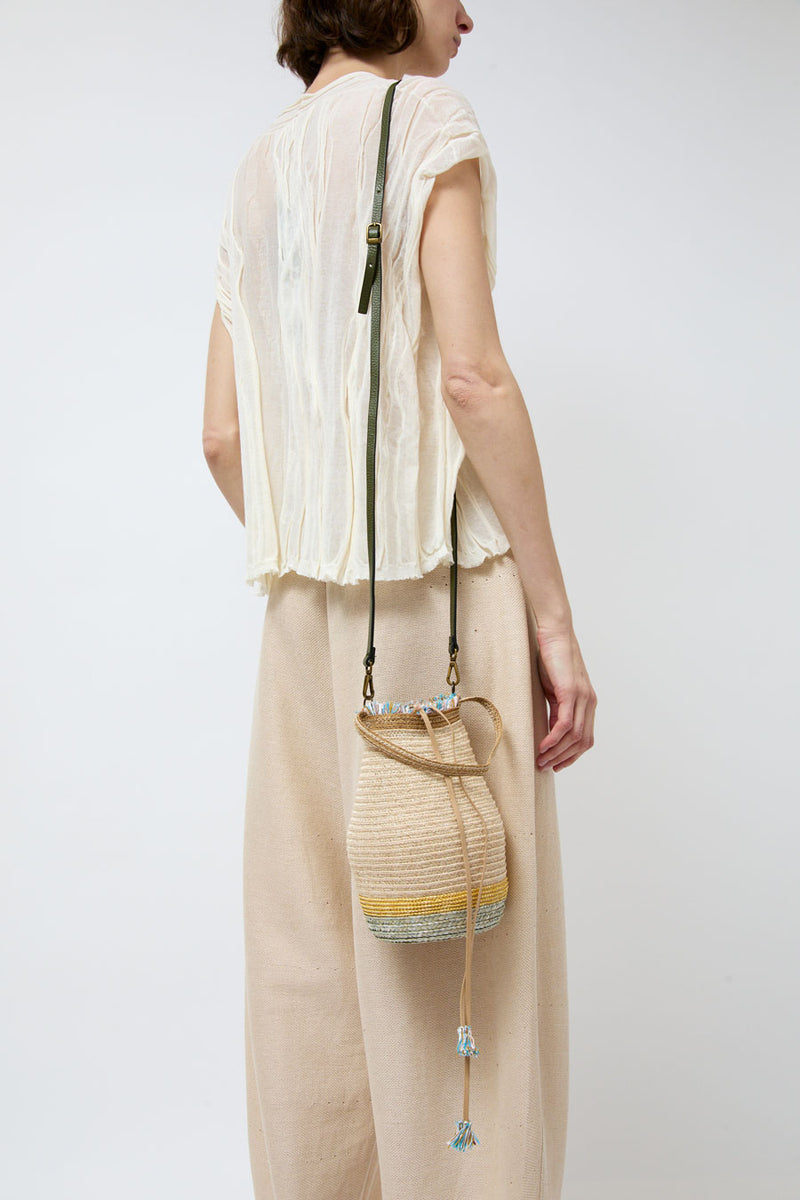 Exquisite J Small Laterna Hemp Basket Bag in Grey and Yellow