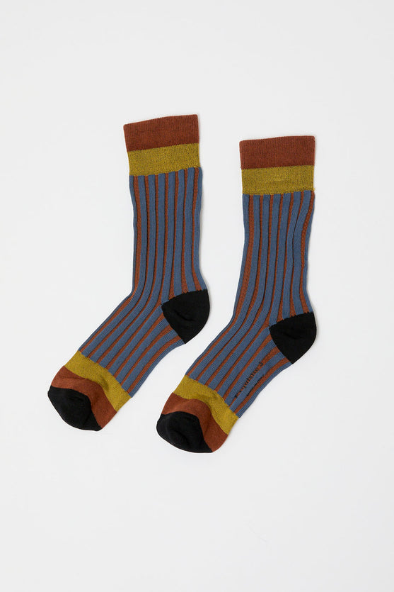 Exquisite J Stripe Socks in Blue