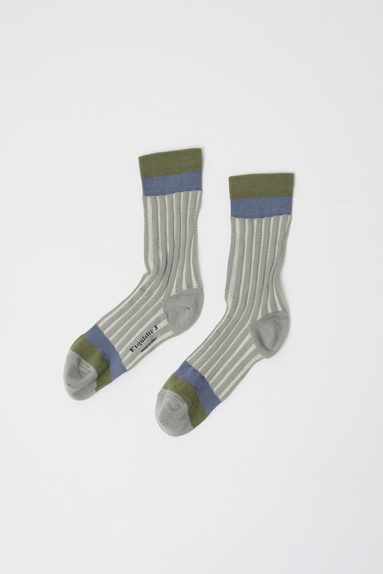 Exquisite J Stripe Socks in Grey