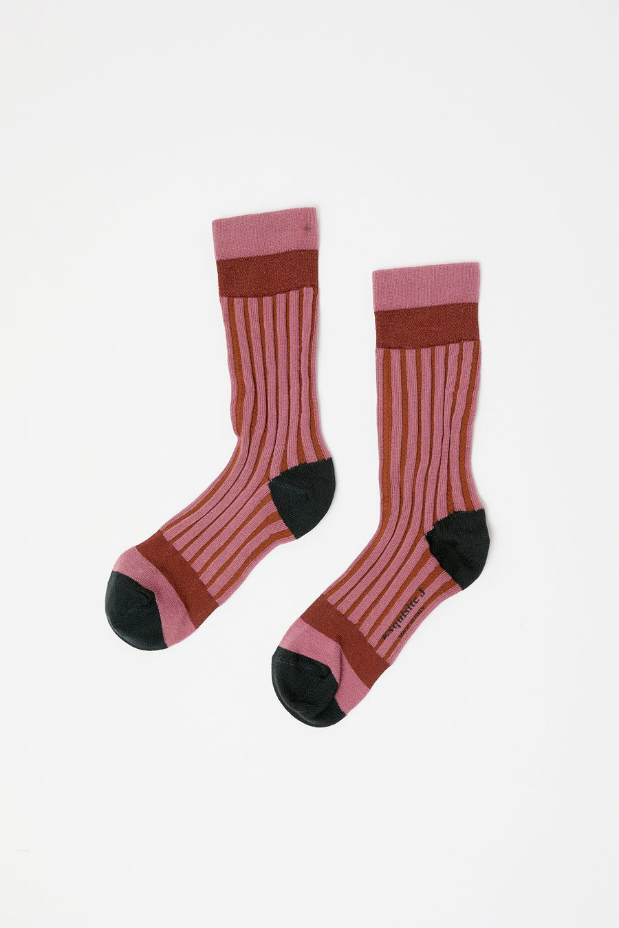 Exquisite J Stripe Socks in Rose