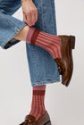 Exquisite J Stripe Socks in Rose