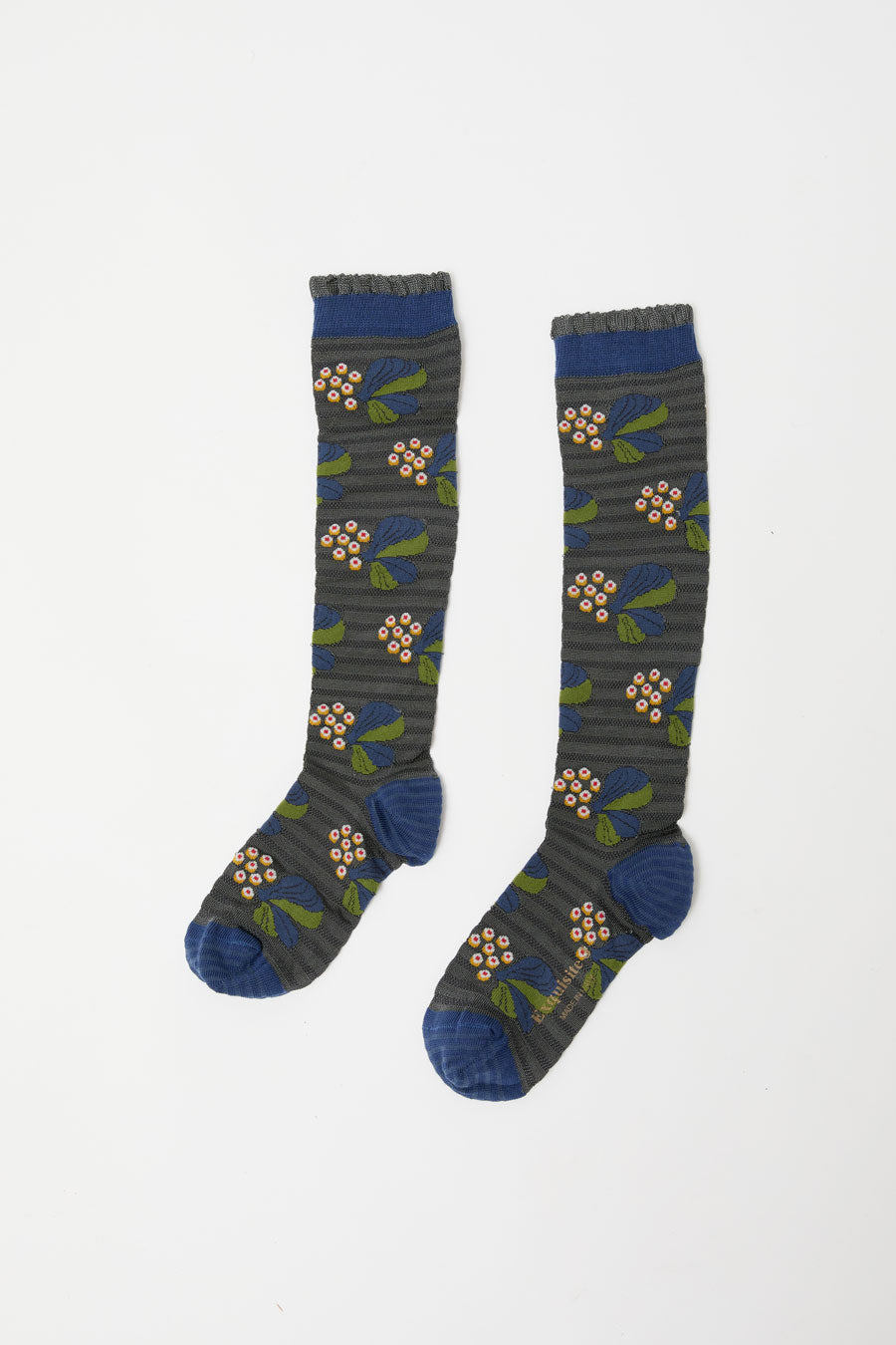 Exquisite J Tall Berries and Flower Socks in Midnight