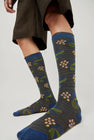 Exquisite J Tall Berries and Flower Socks in Midnight