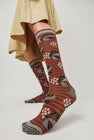 Exquisite J Tall Berries and Flower Socks in Rust