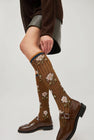 Exquisite J Tall Flower Socks in Cream Flowers