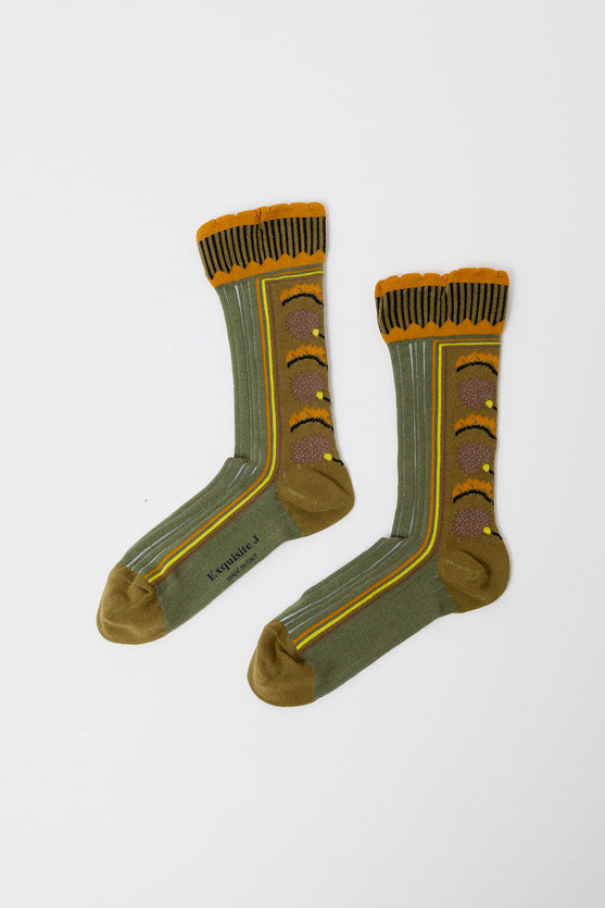 Exquisite J Tapestry Socks in Sage