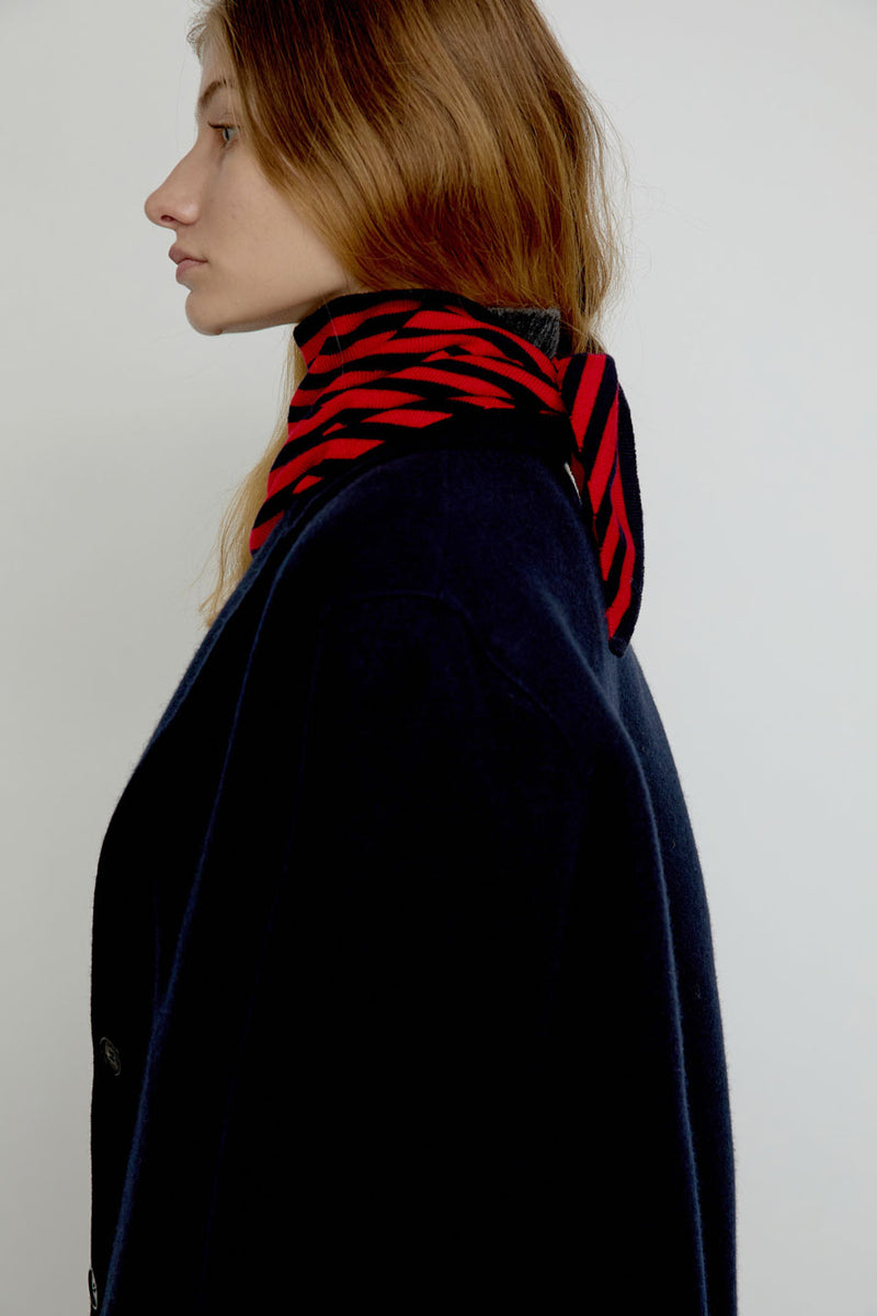 Exquisite J Wool Stripes Bandana in Navy and Red