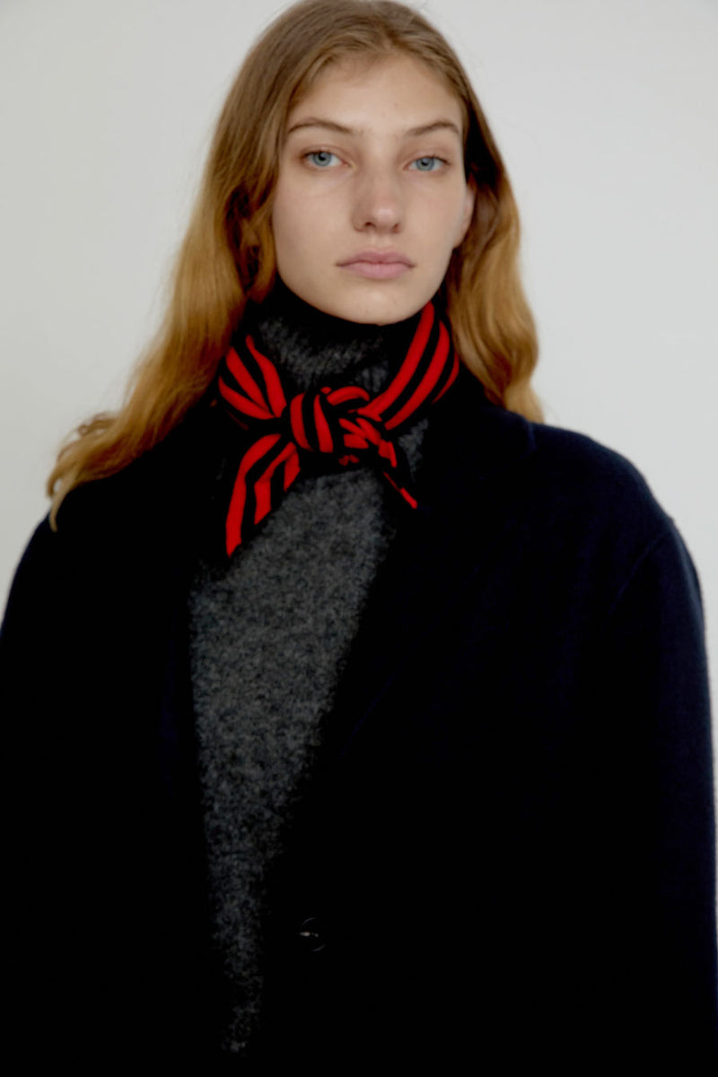 Exquisite J Wool Stripes Bandana in Navy and Red