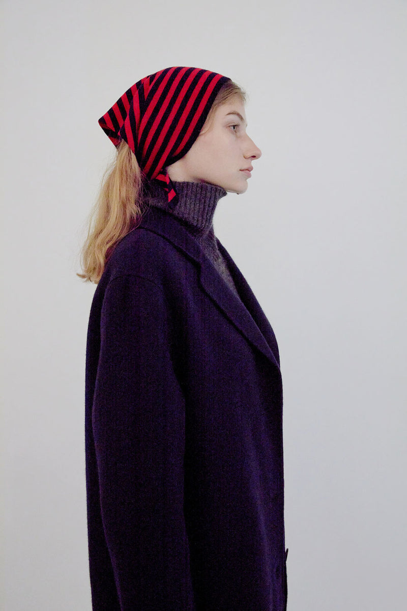 Exquisite J Wool Stripes Bandana in Navy and Red