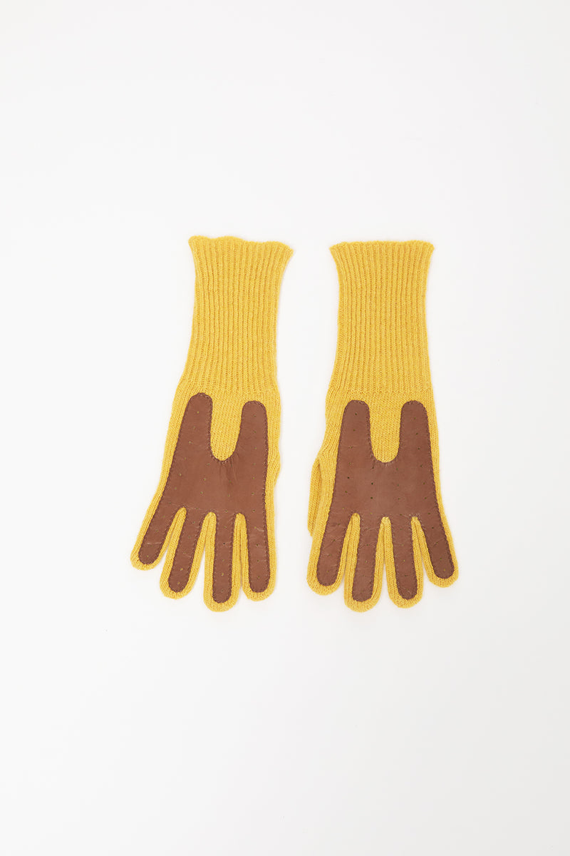 Exquisite J Gloves in Mustard with Camel