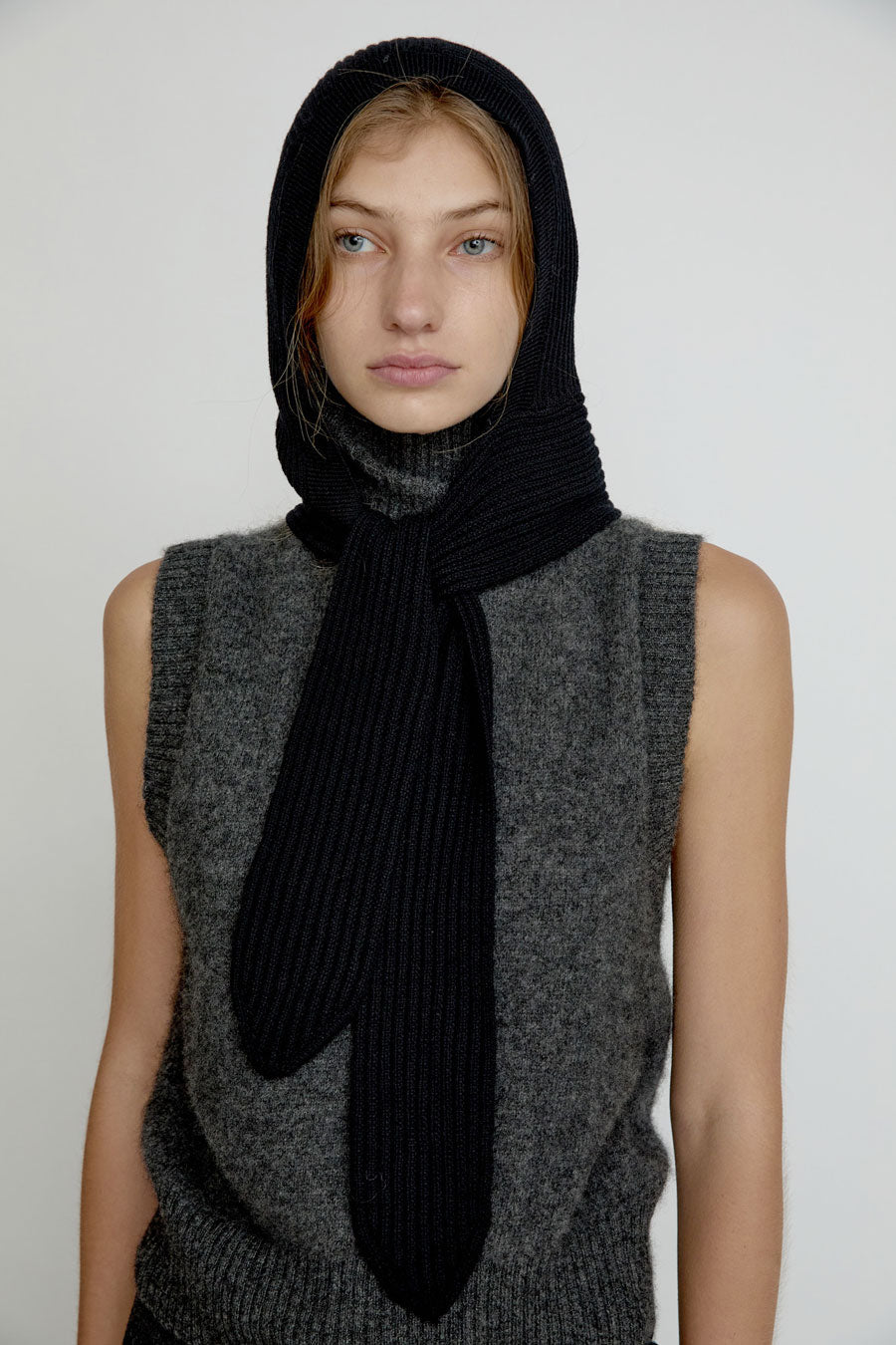 Exquisite J Hooded Scarf in Black
