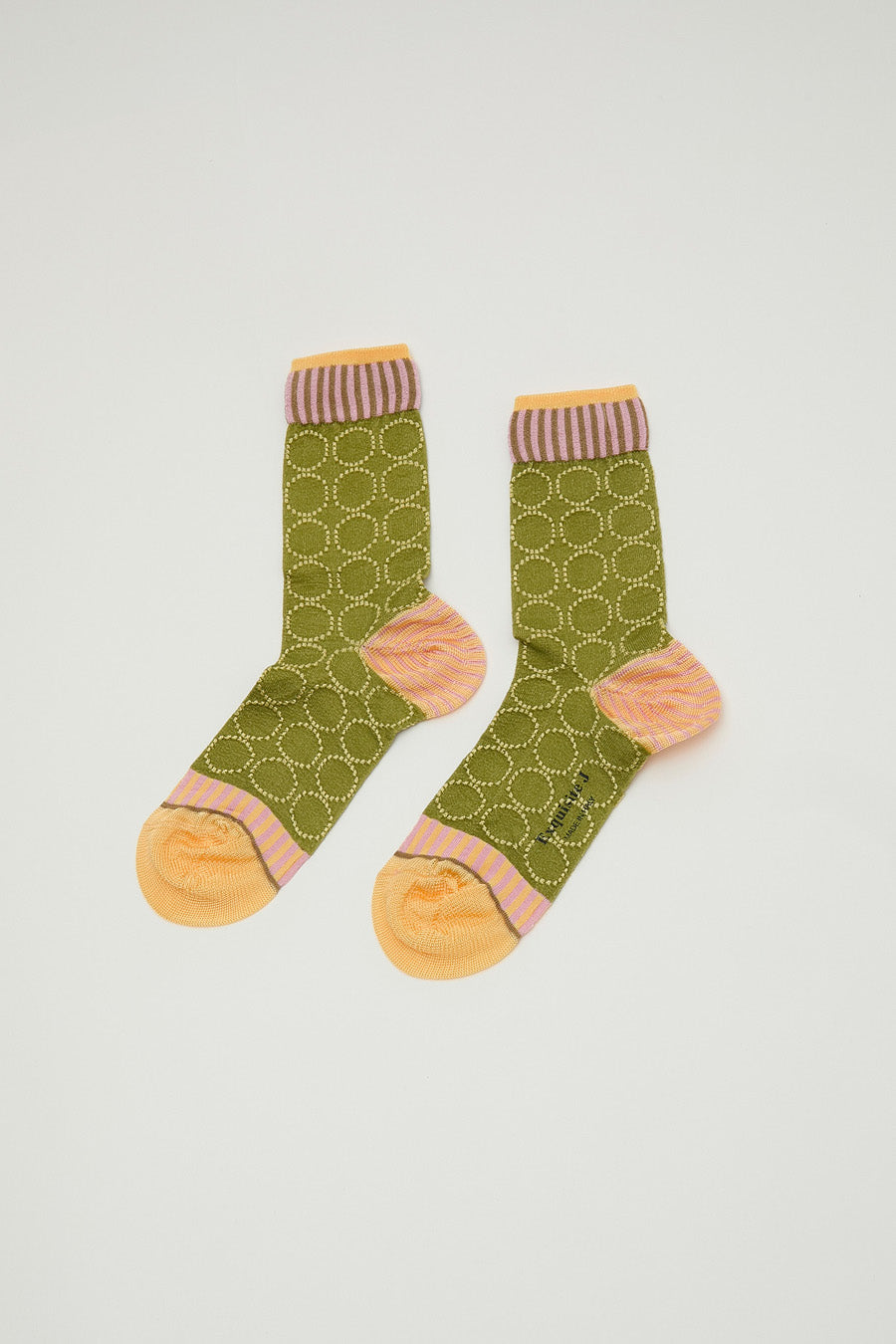 Exquisite J Jacquard Circles Socks in Green