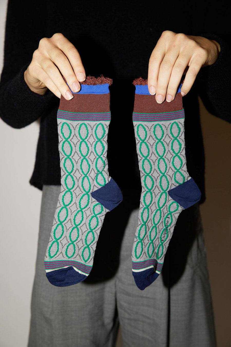 Exquisite J Multi Braid Socks in Grey